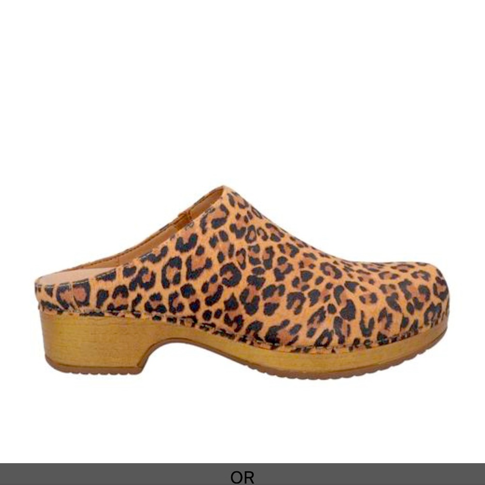 Dansko Brenda Suede Leopard Clogs